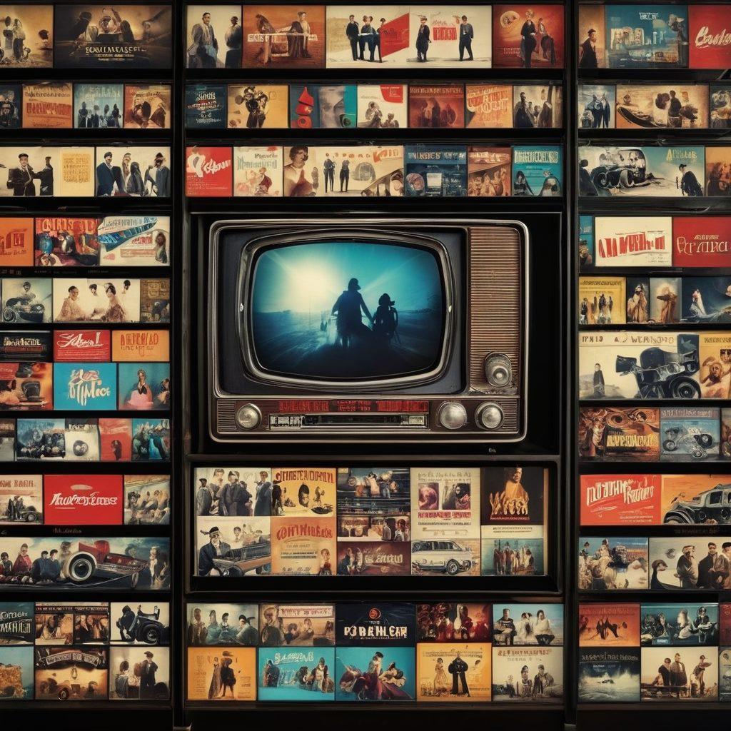 A dynamic split-screen collage showcasing the evolution of adult media: one side features a vintage cinema with classic film posters and an old projector, while the other side displays modern streaming devices with vibrant screens showing diverse, accessible adult content. The background blends two contrasting worlds, symbolizing the revolution, with retro film reels intertwining with digital elements. super-realistic. vibrant colors. cinematic lighting.